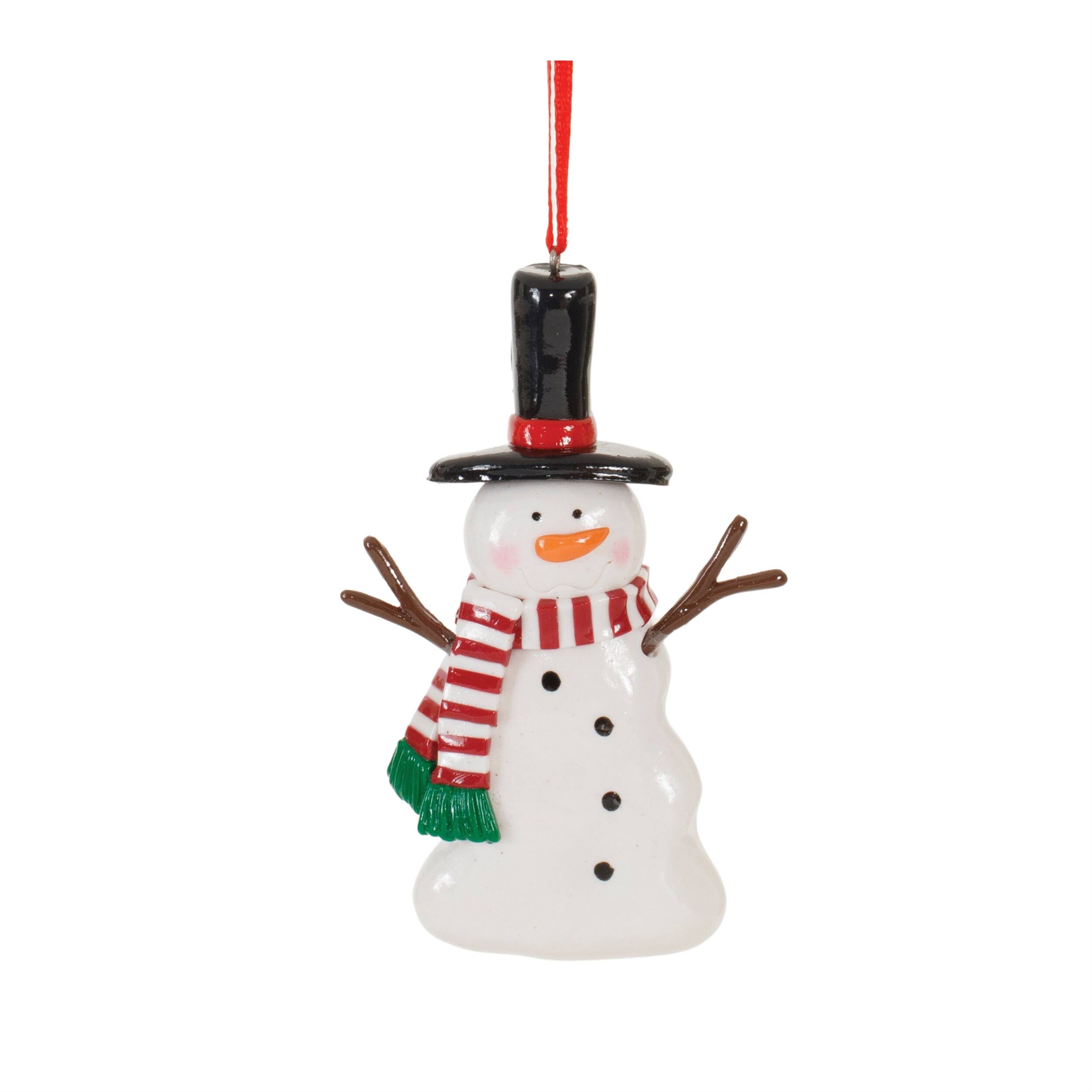 Alt View 2. BreeBe - Clay Dough Snowman Ornament (Set of 24) - White, Red, Black.
