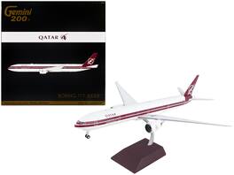 GeminiJets - Boeing 777-300ER Commercial Aircraft Qatar Airways Stripes Gemini 200 Series 1/200 & Airplane - White with Dark Red
