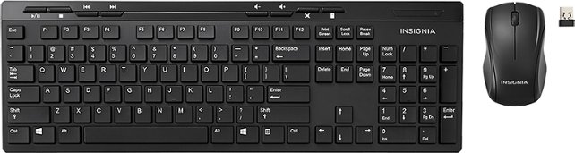 Insignia™ - Wireless Keyboard and Wireless Optical Mouse - Black - Front Zoom