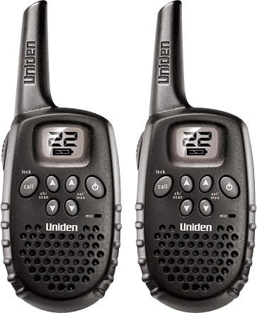 Front Standard. Uniden - 16-Mile, 22-Channel FRS/GMRS 2-Way Radio (Pair) - Black.