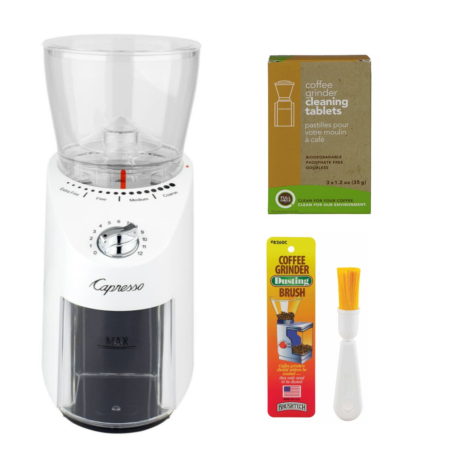 Capresso - Infinity Plus Conical Burr Grinder with Cleaning Bundle - White price history on PriceWatchPro