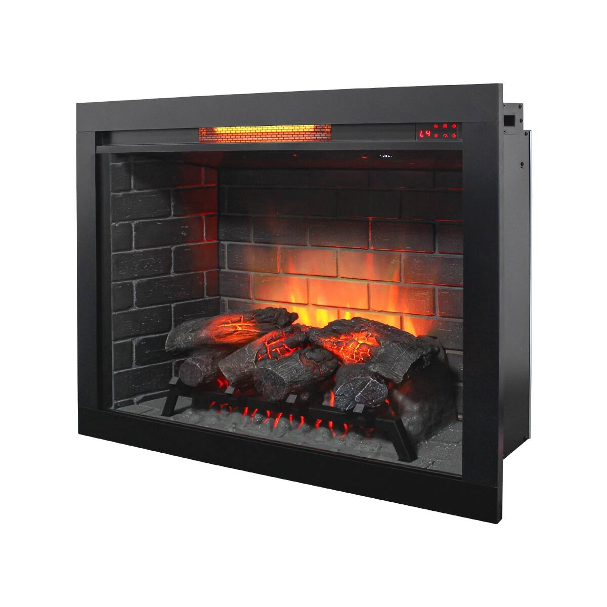 Front. Loheer - Loheer 33 inch electric fireplace insert with Trim Kit, 1500W Infrared Heater, Antique Black - Antique Black.