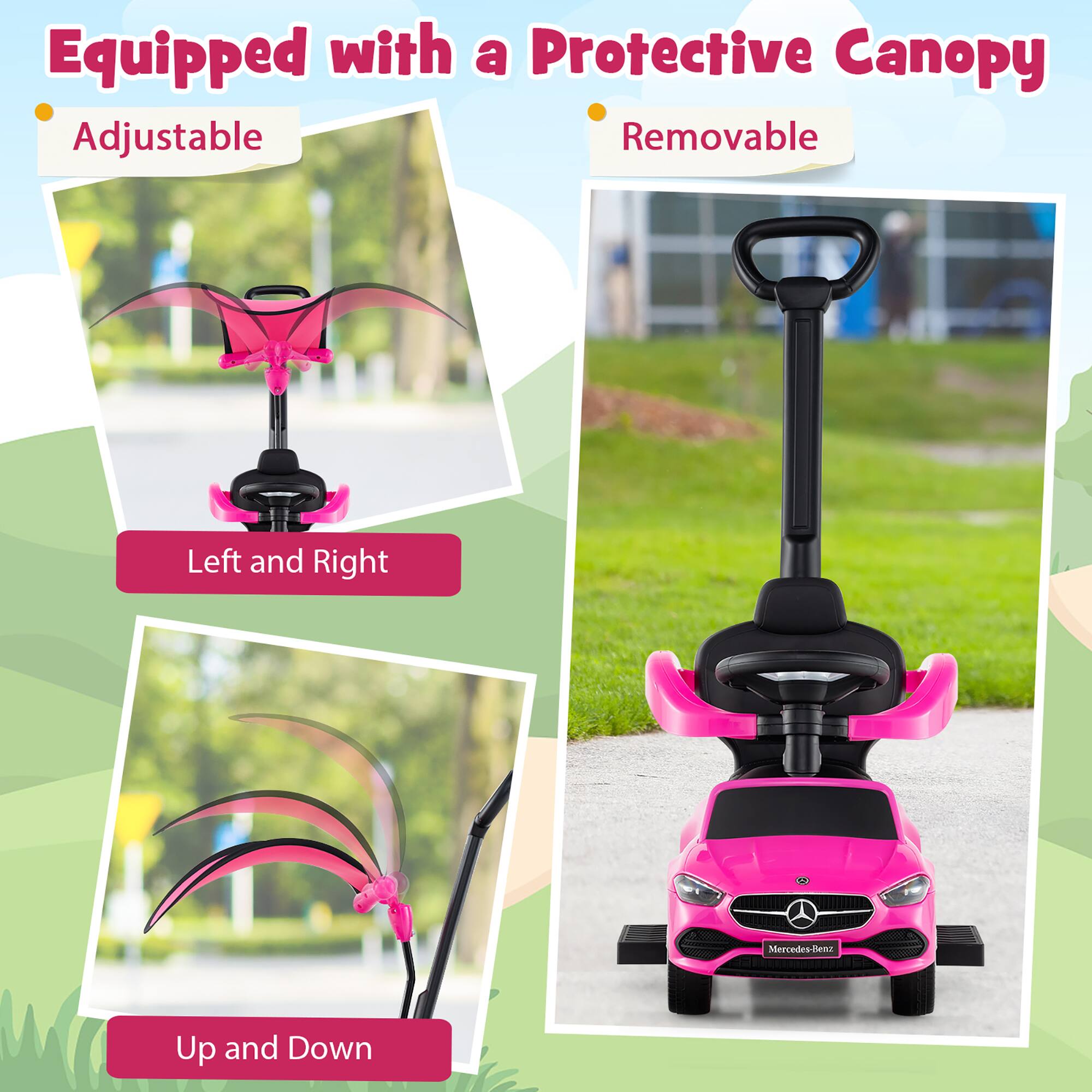 Equipped with a Protective Canopy

- Adjustable
  - Left and Right
  - Up and Down

- Removable