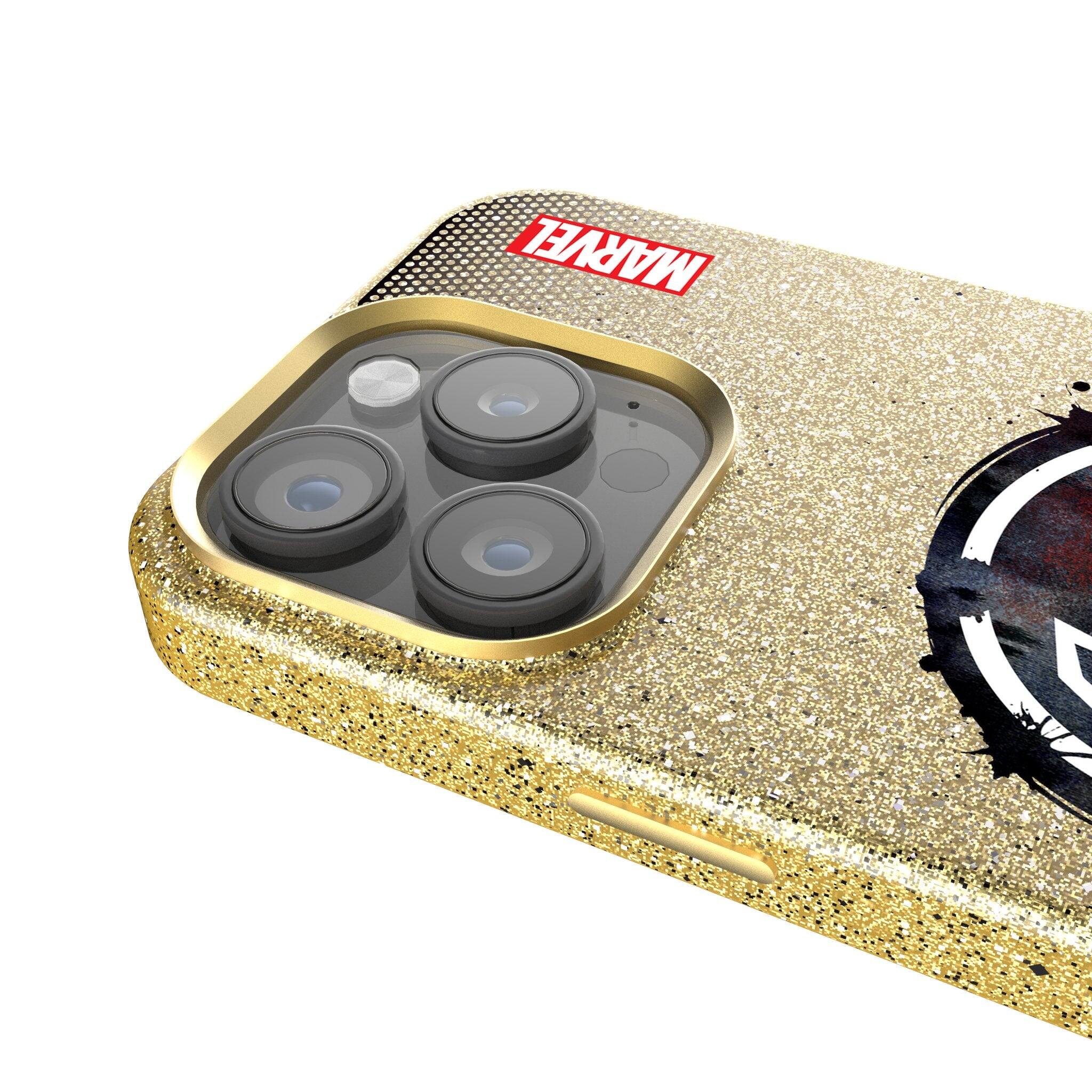 Back. Keyscaper - Marvel Grid Gold Bling Phone Case - Apple iPhone 15 - Venom.