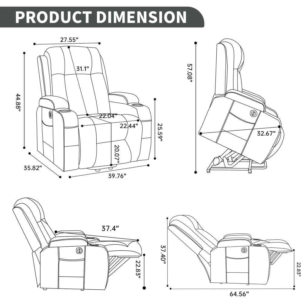 PRODUCT DIMENSION

- 27.55"
- 44.88"
- 35.82"
- 31.1"
- 22.04"
- 22.44"
- 20.07"
- 39.76"
- 25.59"
- 57.08"
- 32.67"
- 37.4"
- 22.83"
- 37.40"
- 22.83"
- 64.56"