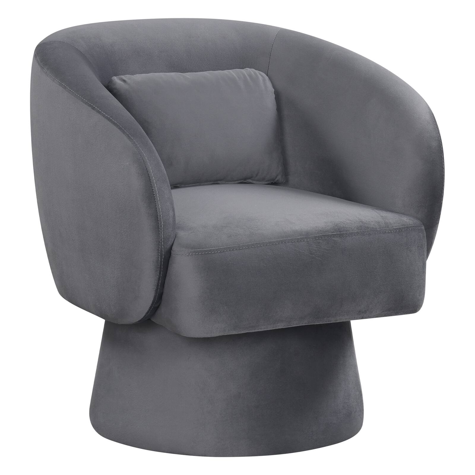 Alt View 8. Gymax - Gymax Swivel Accent Chair w/Curved Back Removable Lumbar Pillow 360 degree Rotating Function - Gray.
