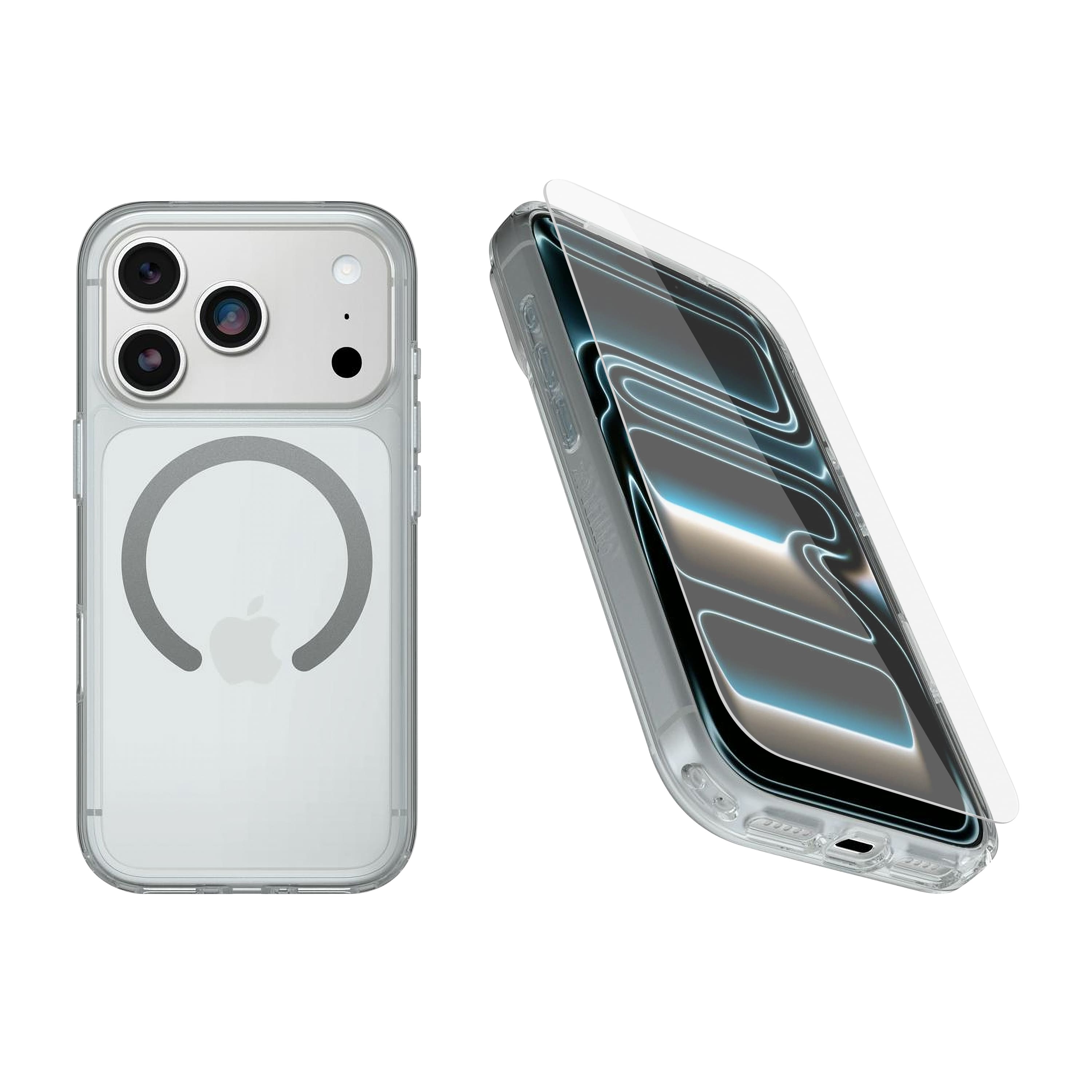 OtterBox - iPhone 17 Pro (Only) Bundle: Symmetry Series+ Case & Screen Protector - Snaps to MagSafe - Ultra-Sleek - Clear