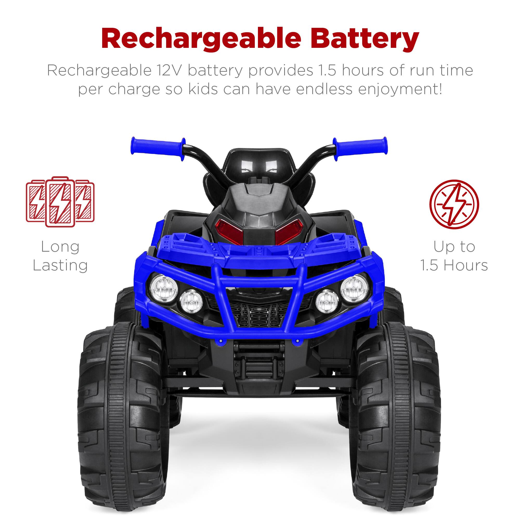 Rechargeable Battery

Rechargeable 12V battery provides 1.5 hours of run time per charge so kids can have endless enjoyment!

Long Lasting

Up to 1.5 Hours