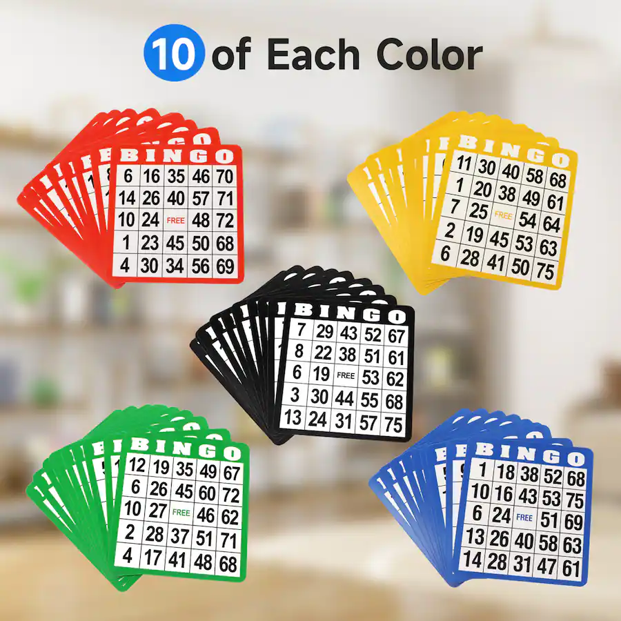 GSE Games & Sports Expert 50 Pack Multi Color Bingo Game Cards ...