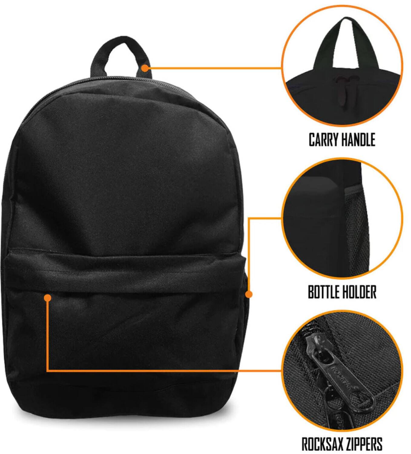 CARRY HANDLE  
BOTTLE HOLDER  
ROCKSAX ZIPPERS