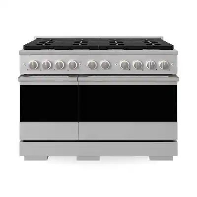 Front. ZLINE - 48 in. 6.7 cu. ft. Marino Dual Fuel Freestanding Range with 8 Burner Gas Cooktop and Dual Ovens in Stainless Steel - Stainless Steel.