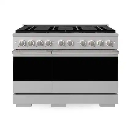 Front. ZLINE - 48 in. 6.7 cu. ft. Marino Dual Fuel Freestanding Range with 8 Burner Gas Cooktop and Dual Ovens in Stainless Steel - Stainless Steel.