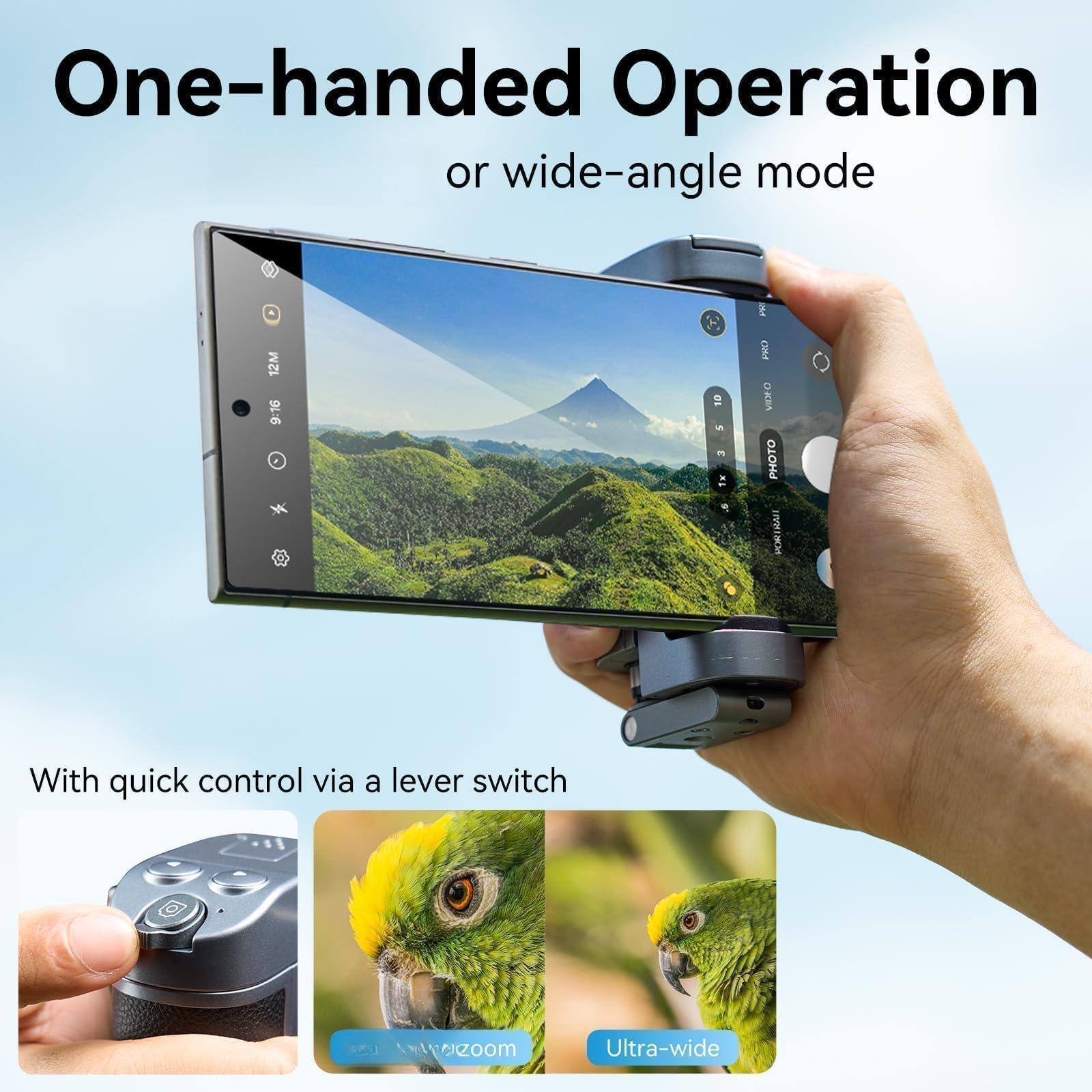 One-handed Operation or wide-angle mode

With quick control via a lever switch

Ultra-wide