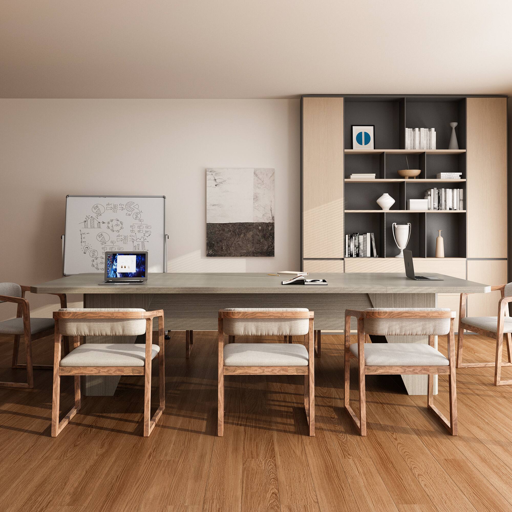 Alt View 5. FUFU & GAGA - FUFU&GAGA Modern Conference Table – Sleek Office Desk Meeting & Workspace Solution - Gray.