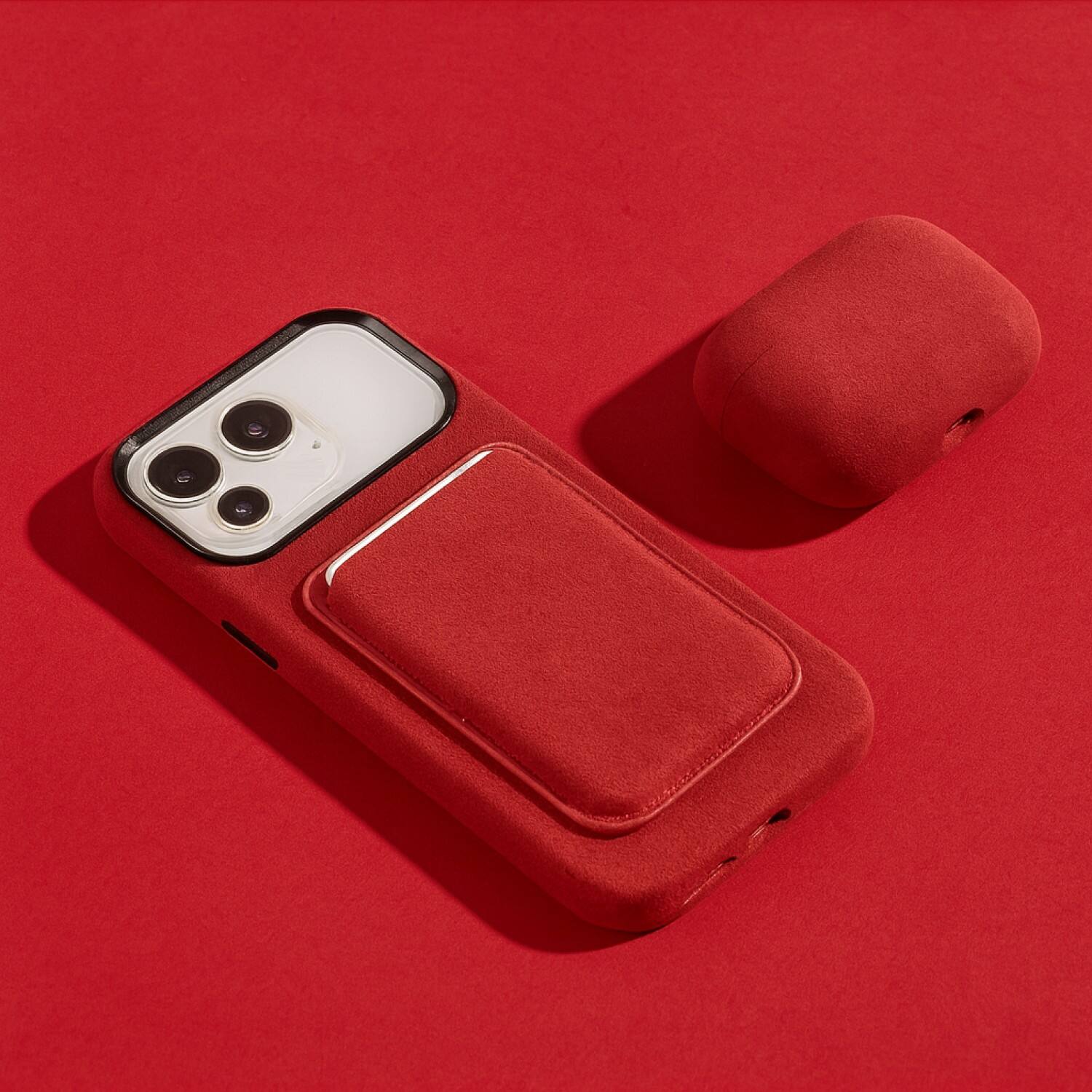 Alt View 2. SaharaCase - Apple Airpods Pro 3 (2025) Case | Italian Suede Leather | Premium Finish | Indy Series - Suede Red.