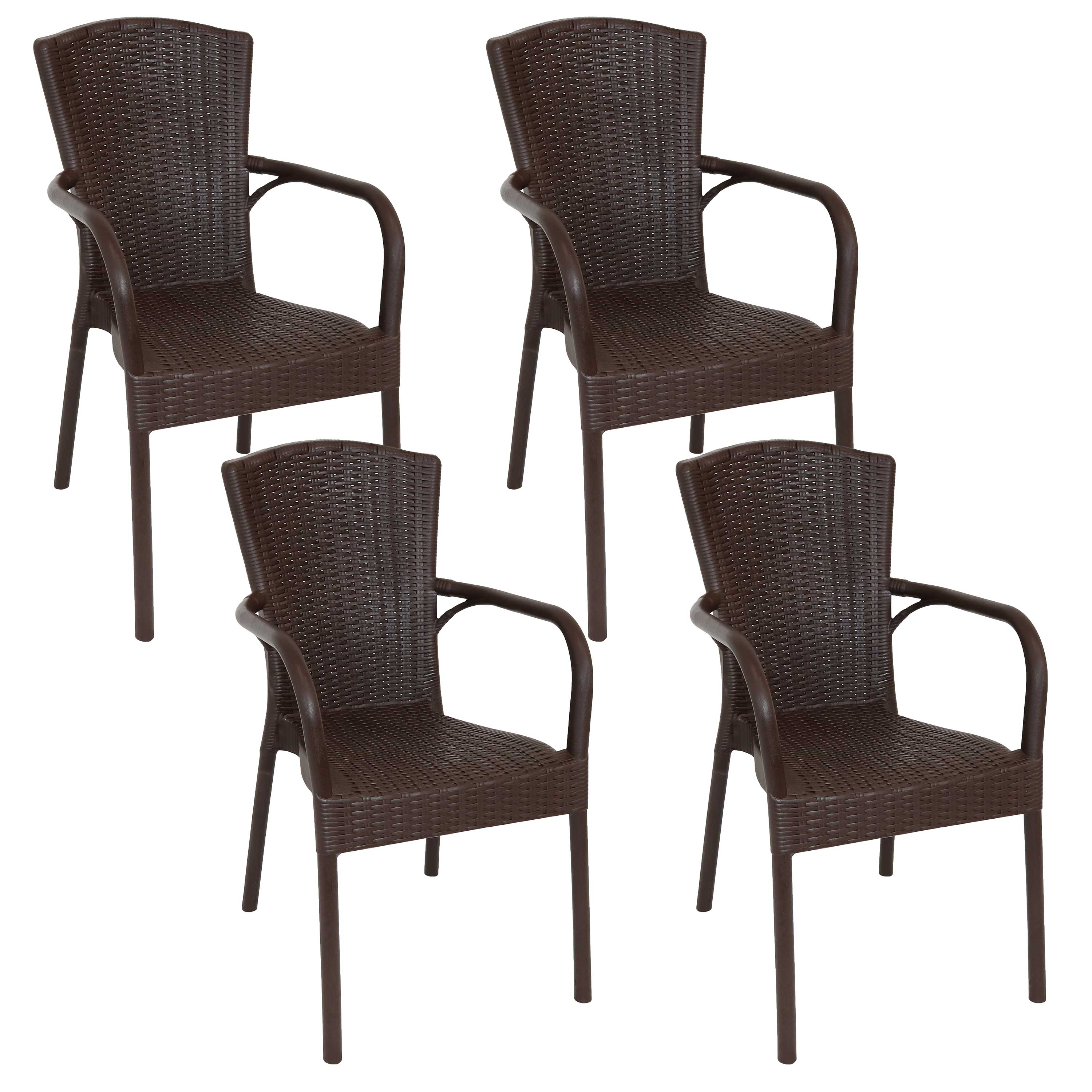Front. Sunnydaze - Segesta All-Weather Plastic Patio Armchair - Set of 4 - Wenge.