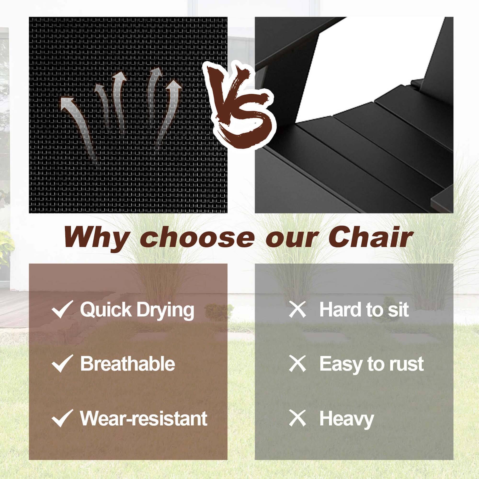 Why choose our Chair?

* Quick Drying
* Hard to sit
* Breathable
* Easy to rust
* Wear-resistant
* Heavy