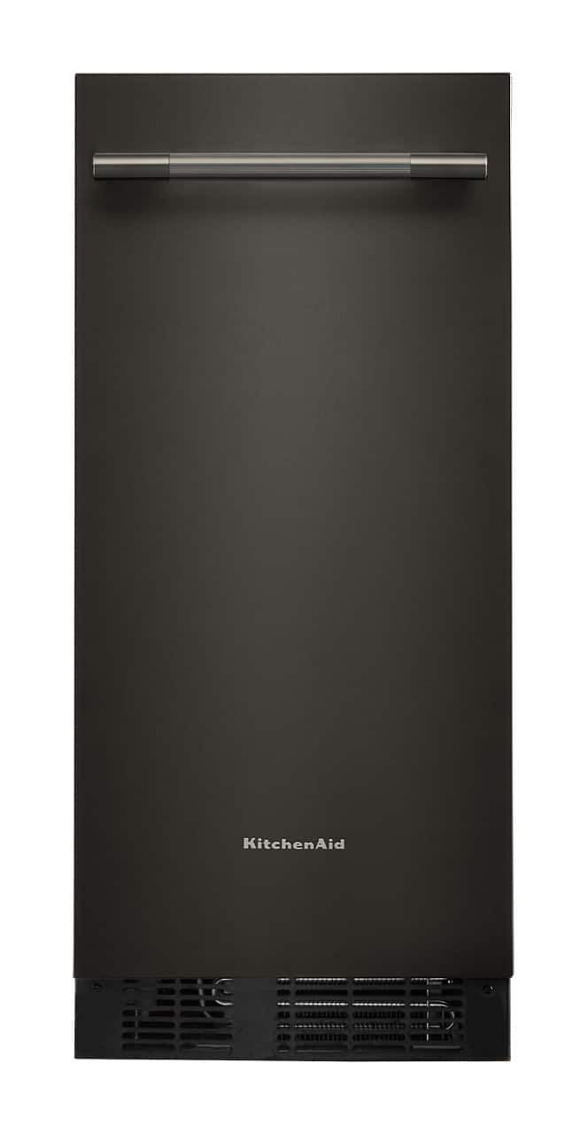 Front. KitchenAid - 15 inch 25-Lb. Ice Maker - Black Ore.