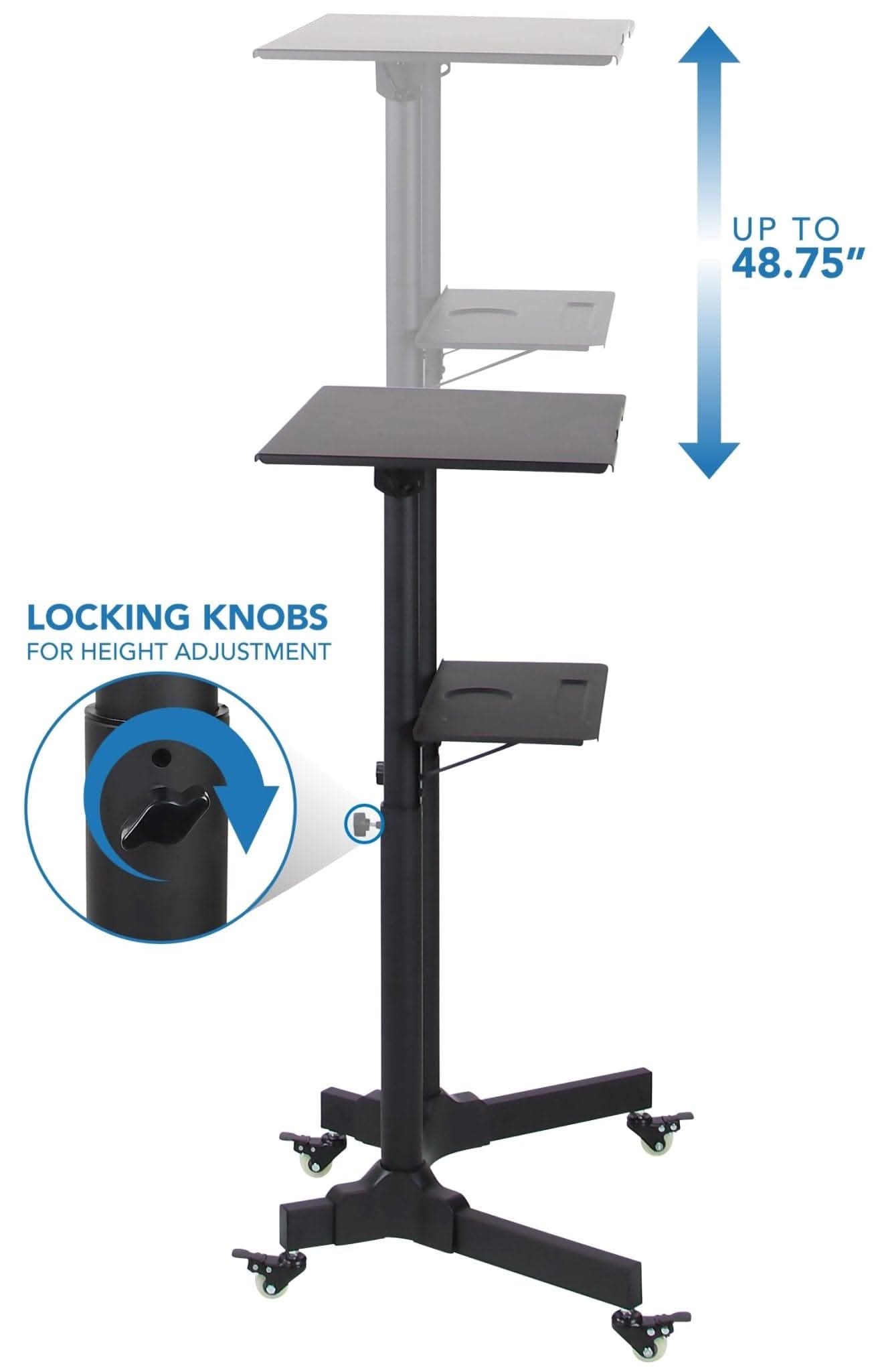 UP TO 48.75" LOCKING KNOBS FOR HEIGHT ADJUSTMENT