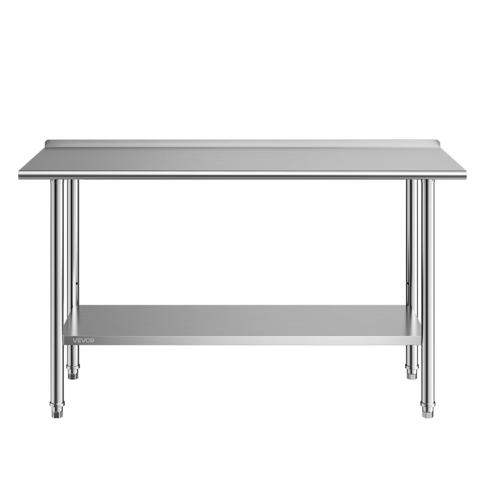Alt View 5. VEVOR - Stainless Steel Work Table, 24x60 Inch Food Prep Table with Backsplash, Commercial Kitchen Workstation - Silver.
