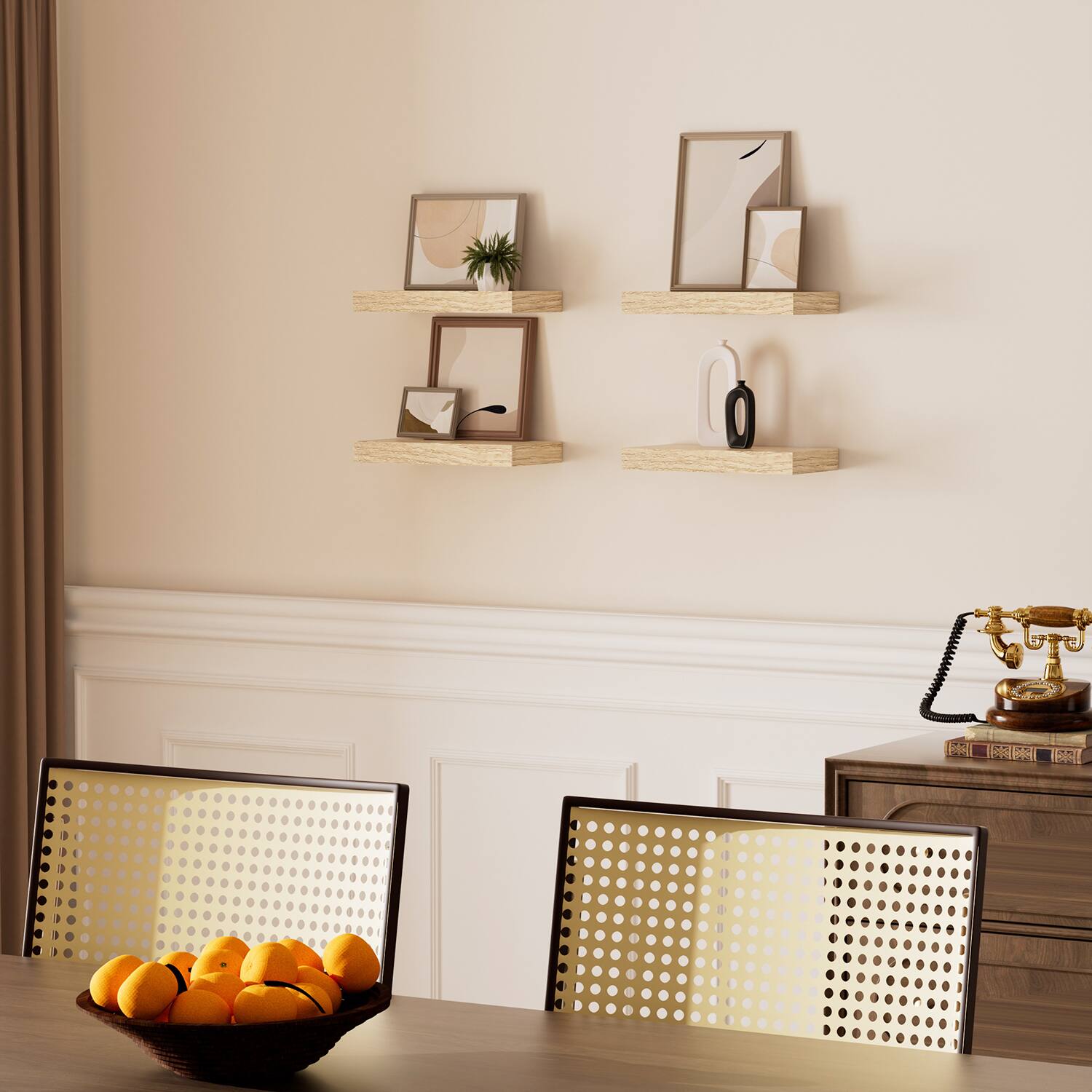 Alt View 5. BOMEDA - Wall Mounted Wooden Floating Shelves, Bathroom Shelves for Bedroom, Living Room, Room Storage Shelf, 12x7x1.5 in, 4 Pack - Oak.