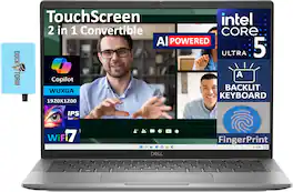 Dell - Latitude 7450 2-in-1 Laptop 14.0 WUXGA (Intel Ultra 5-135U, 16GB LPDDR5X, Win 11 Pro) w/USB Hub - Smoke Gray