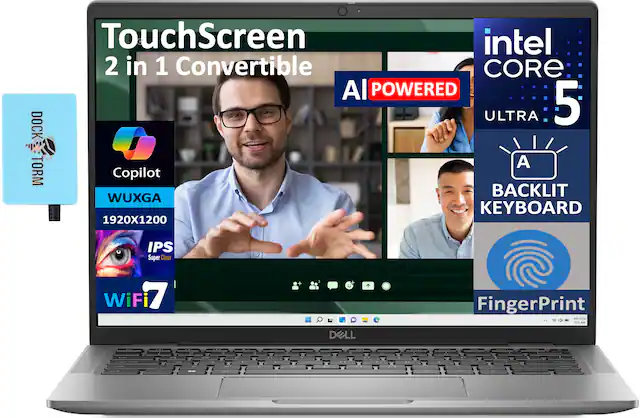 TouchScreen 2 in 1 Convertible
AI Powered
Intel Core 5 Ultra
WUXGA 1920x1200 IPS Super Clear
Backlit Keyboard
WiFi 7
FingerPrint
Dock TORM Copilot