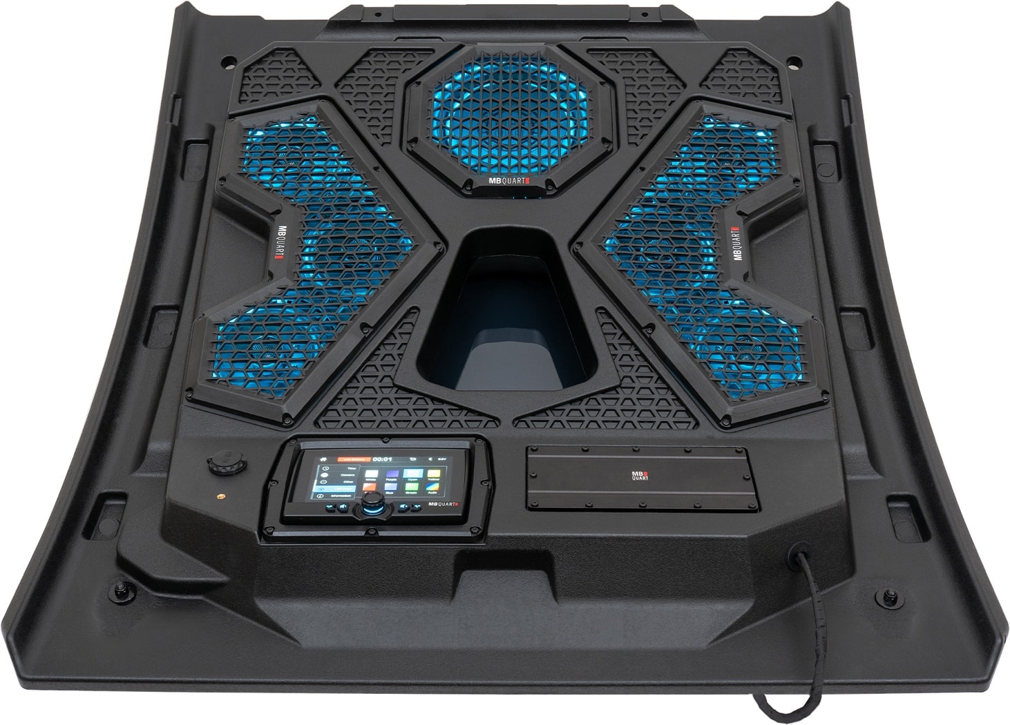 MB Quart - Tuned 7 Speaker Audio Roof with 7 Inch LED Source Unit for Polaris RZR Trail - Black - Front_Zoom