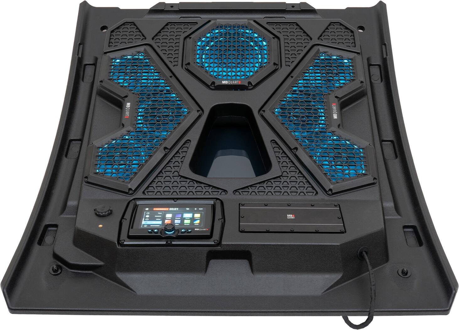 MB Quart - Tuned 7 Speaker Audio Roof with 7 Inch LED Source Unit for Polaris RZR Trail - Black
