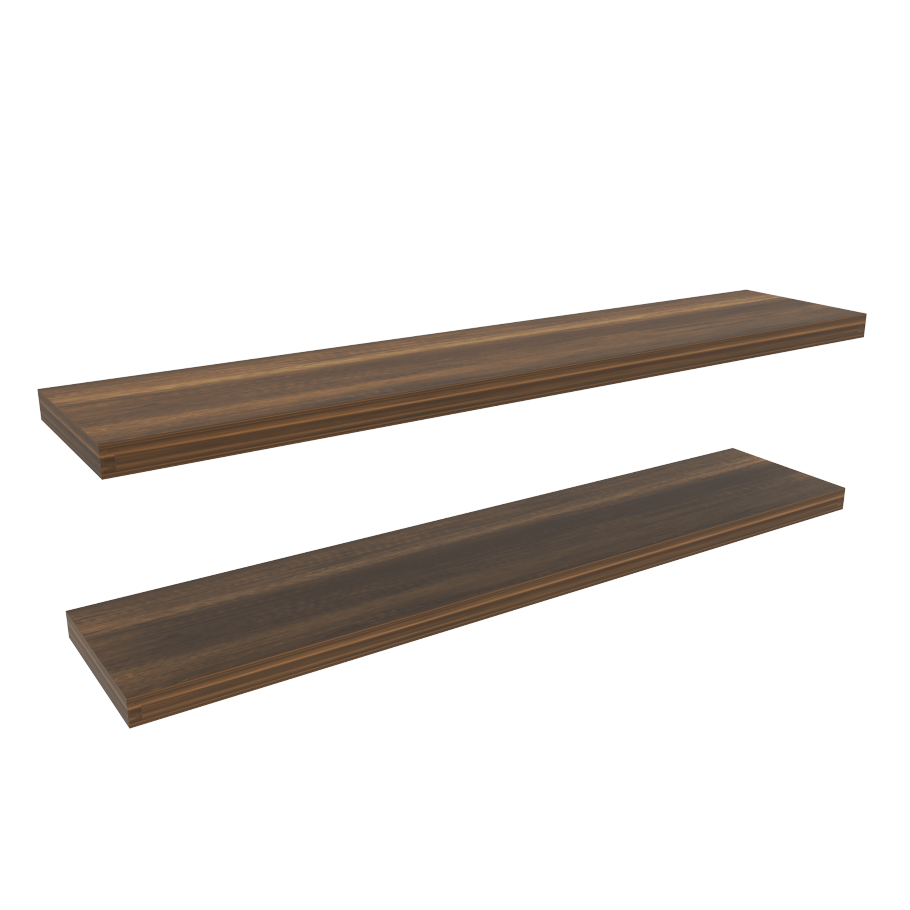 Angle. TuHome - Ecco 31.5" Wide Floating Shelves Set Of 2, Shelves For Wall Decor For Bedroom, Bathroom Storage Shelves. - Walnut.