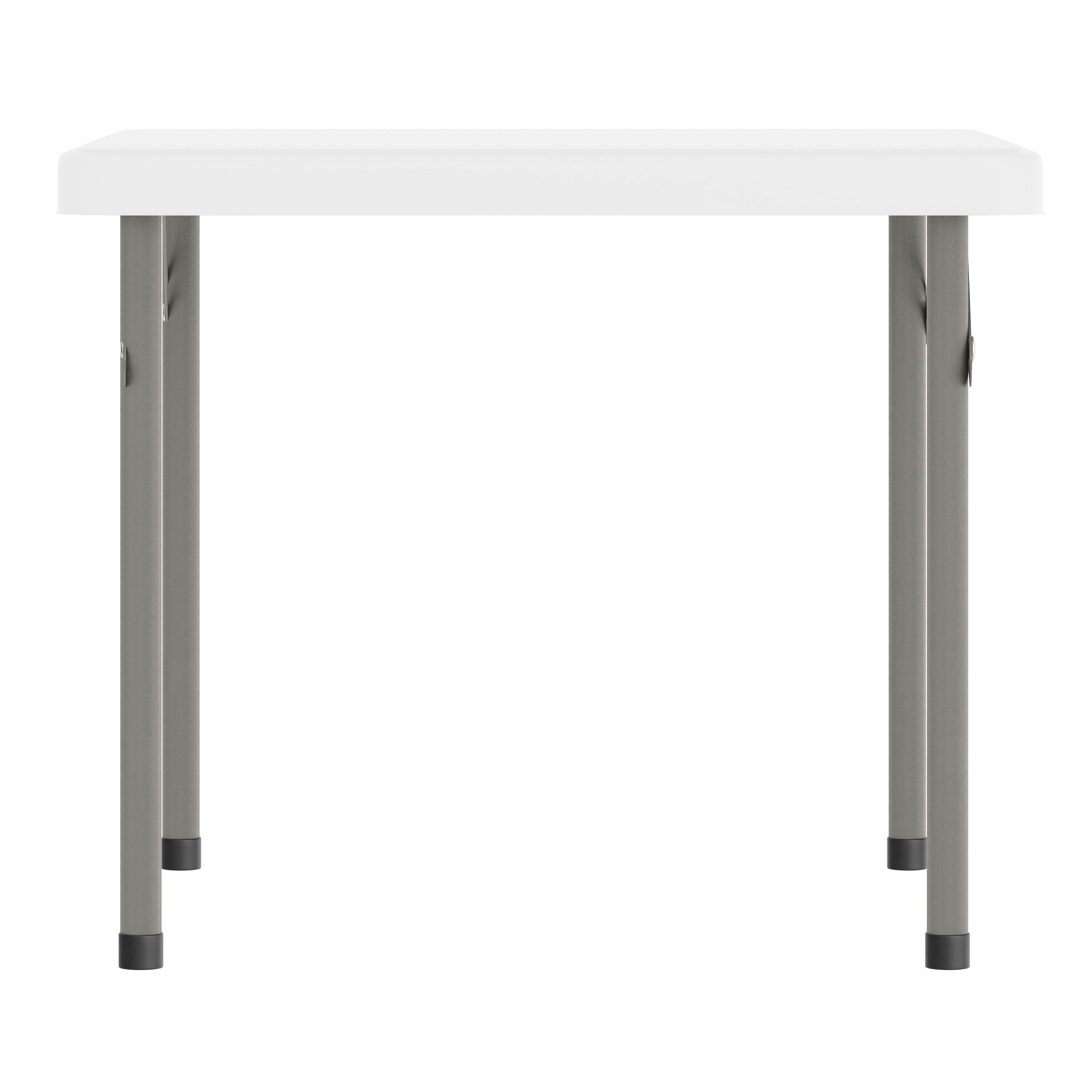 Left. Flash Furniture - Paige 24x24 Kid's Granite White Plastic Folding Table with Locking Legs - White.