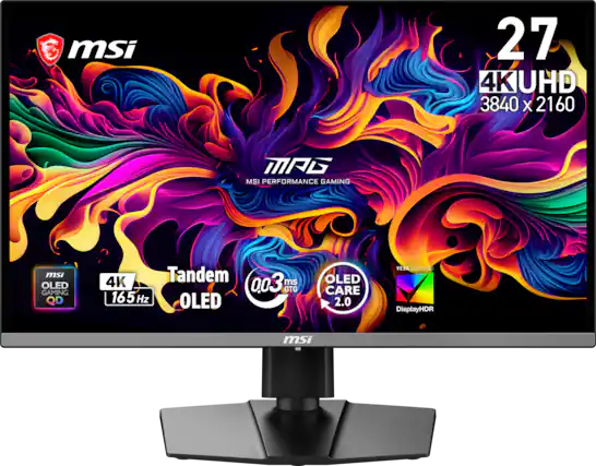 msi 27 4K UHD 3840 x 2160 MAG MSI PERFORMANCE GAMING msi OLED GAMING QD 4K Tandem ms 0.03 GTG 165 Hz OLED OLED CARE 2.0 VESA CERTIFIED DisplayHDR