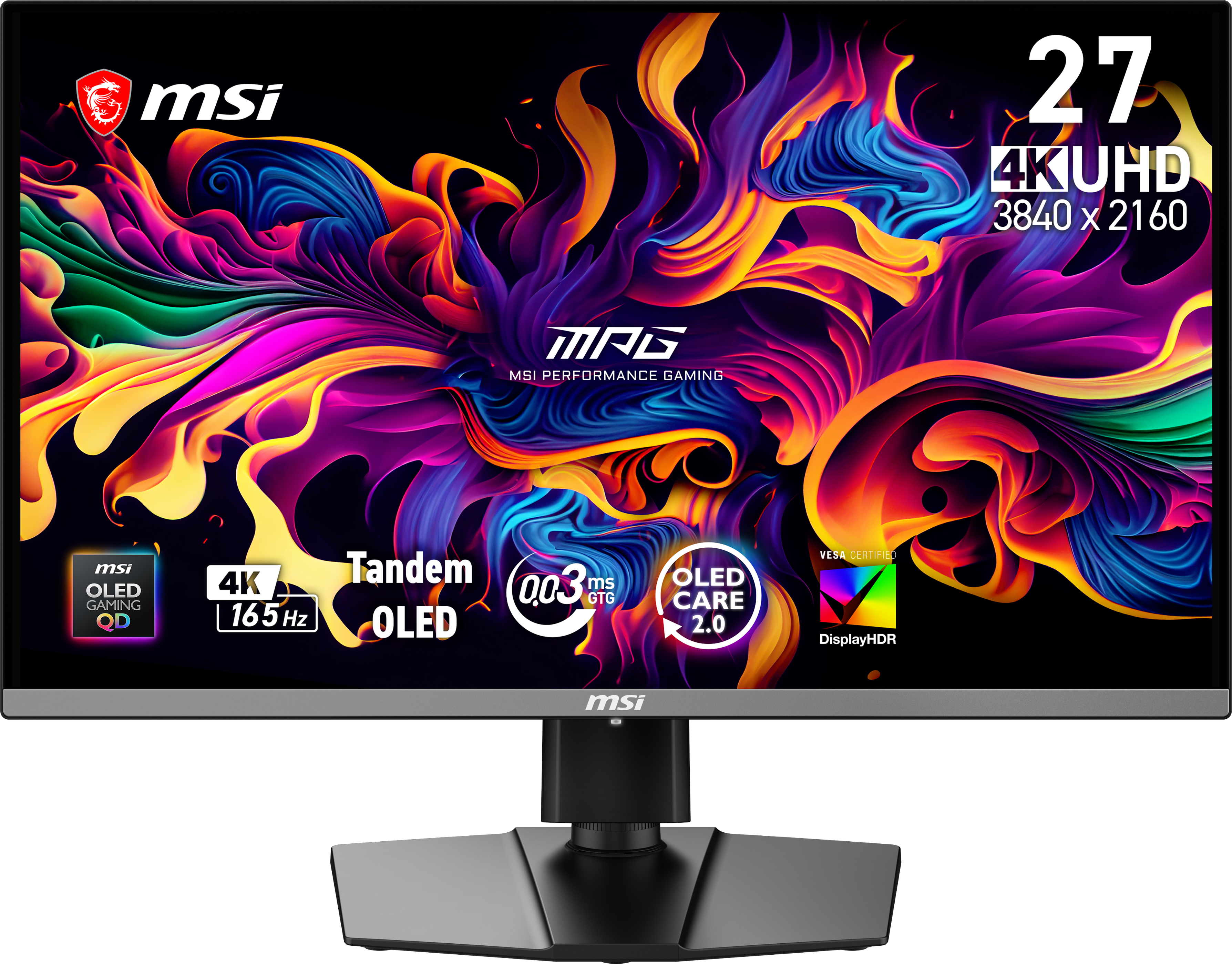 MSI - MAG 272UP QD-OLED E16 27" UHD 165Hz 0.03ms G-SYNC FreeSync Premium Pro Gaming Monitor True Black 400 (DP, HDMI, USB-C) - Metallic Black