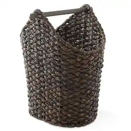 Casafield - Toilet Paper Roll Holder Storage Basket - Hyacinth Wicker Bathroom Tissue Bin - Espresso