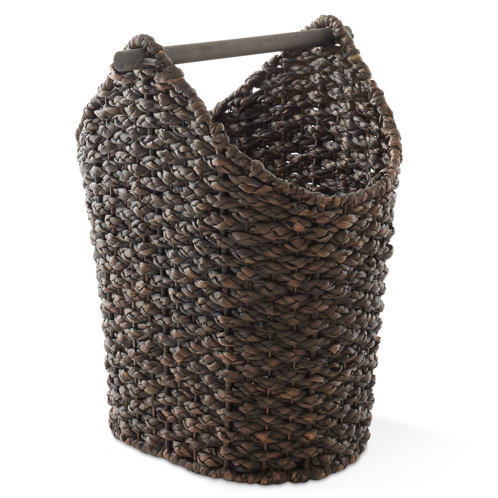 Front. Casafield - Toilet Paper Roll Holder Storage Basket - Hyacinth Wicker Bathroom Tissue Bin - Espresso.