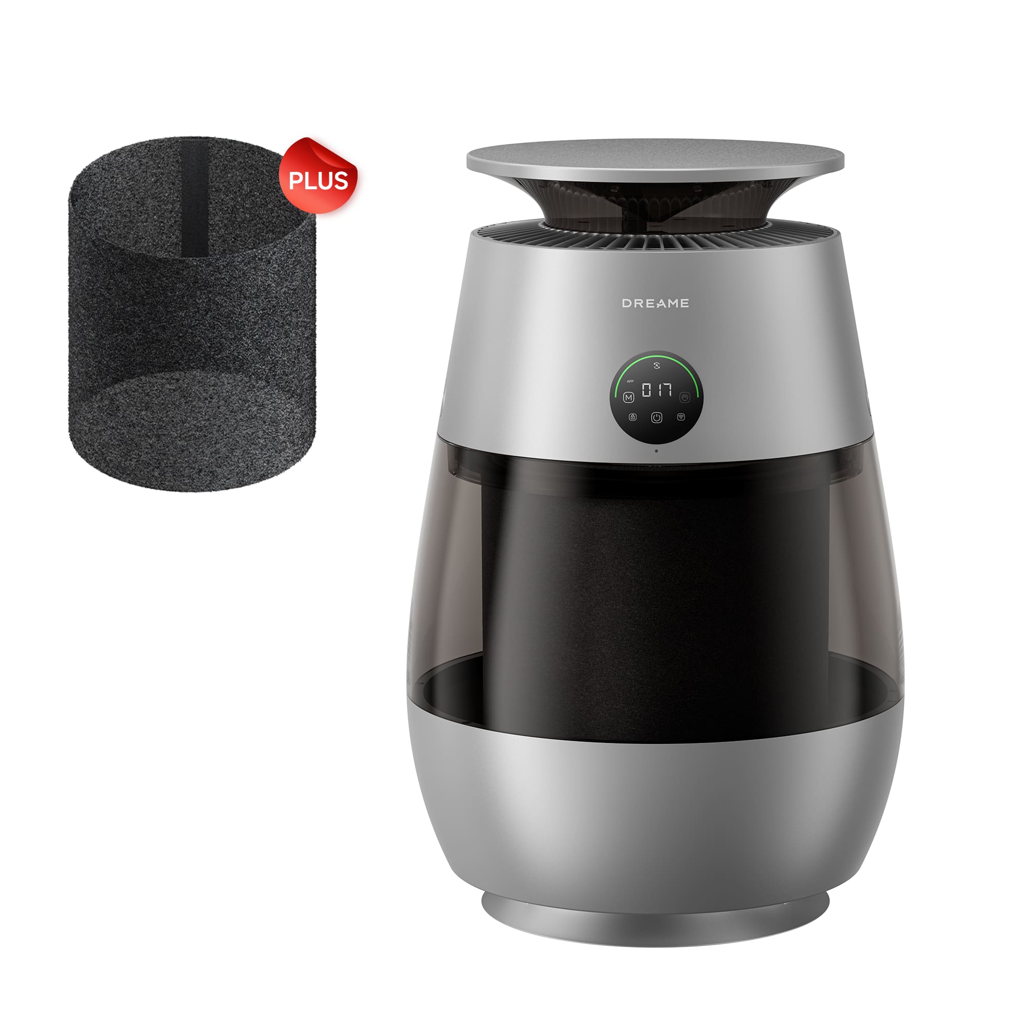 Dreame - Pet Air Purifier AP10 Bundle, Smart Air Cleaner with 360° Visual Collection of Cat Hair, Grey, One more filter - Gray