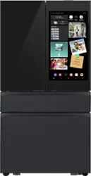 Samsung - Bespoke 23 cu. ft. Counter Depth 4-Door French Door Refrigerator with AI Family Hub™+ & AI Vision Inside™ - Charcoal Glass / Black Stainless - Front_Zoom