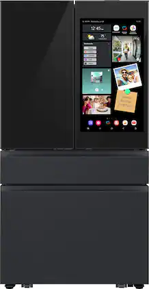 Samsung - Bespoke 23 cu. ft. Counter Depth 4-Door French Door Refrigerator with AI Family Hub+ - Charcoal Glass & Black/Charcoal