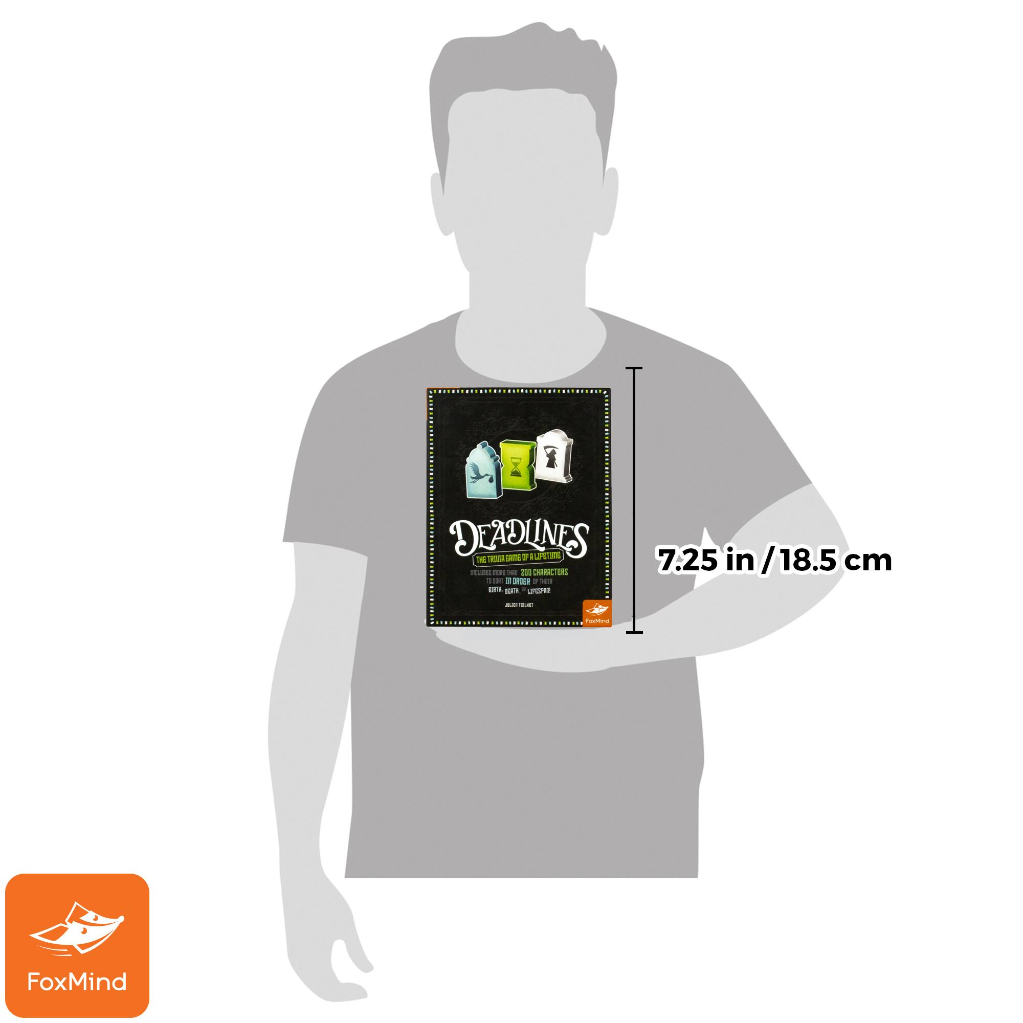 Deadlines book is 7.25 inches or 18.5 centimeters in size.