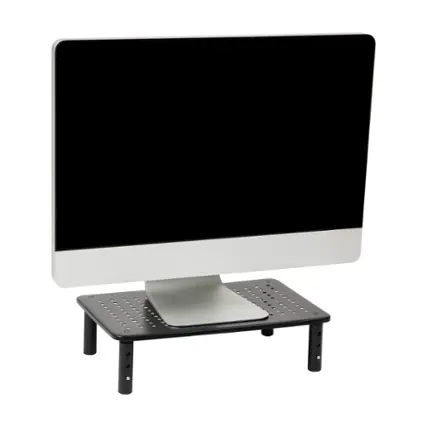 Front. Mind Reader - Monitor Stand, Height Adjustable, Ventilated Laptop Riser, Office, Metal, 14.5"L x 9.25"W x 4-5.5"H - Black.