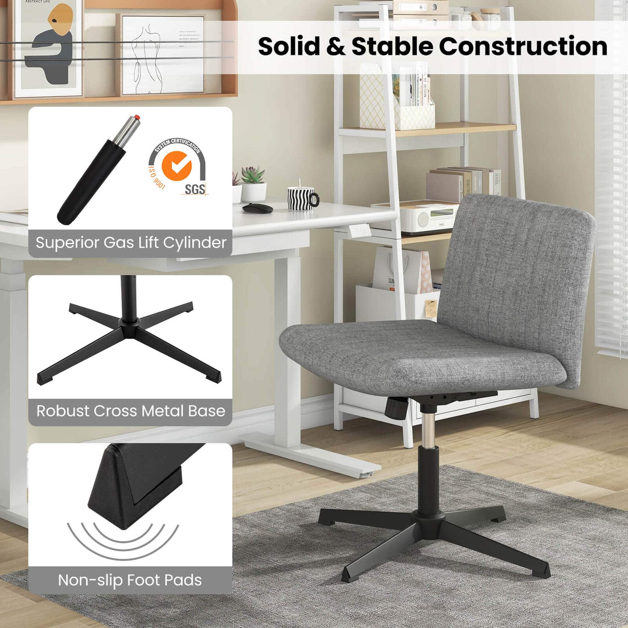 Costway Criss Cross Legged Office Chair Ergonomic Mid Back