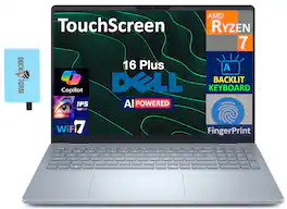 Dell - 16 Plus DB16255 Laptop 16.0 WUXGA (AMD Ryzen AI 7 350, 16GB LPDDR5X, 1TB M.2 PCIe SSD, Win 11 Pro) w/USB Hub - Ice Blue