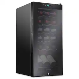 Ivation - 18 Bottle Compressor Wine Refrigerator, Freestanding Wine Cooler with Lock - Black