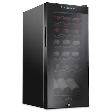 Front. Ivation - 18 Bottle Compressor Wine Refrigerator, Freestanding Wine Cooler with Lock, Black - Black.