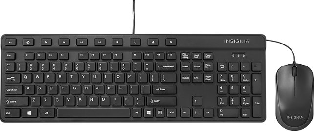 Insignia™ - USB Keyboard and USB Optical Mouse - Black - Front Zoom