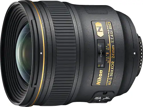 Angle. Nikon - Nikkor AF-S 24mm f/1.4G ED Wide-Angle Lens for Nikon DSLR Cameras - Black.