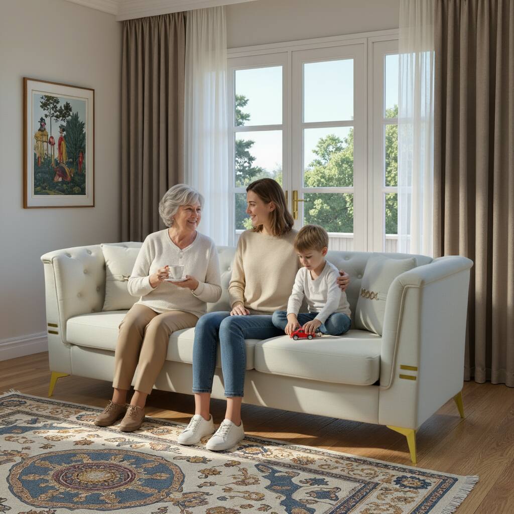 Angle. Anysun - 82.7" Velvet 3-Seat Chesterfield Sofa with Gold Legs - Modern Tufted Design, Includes 2 Pillows. - Camel.