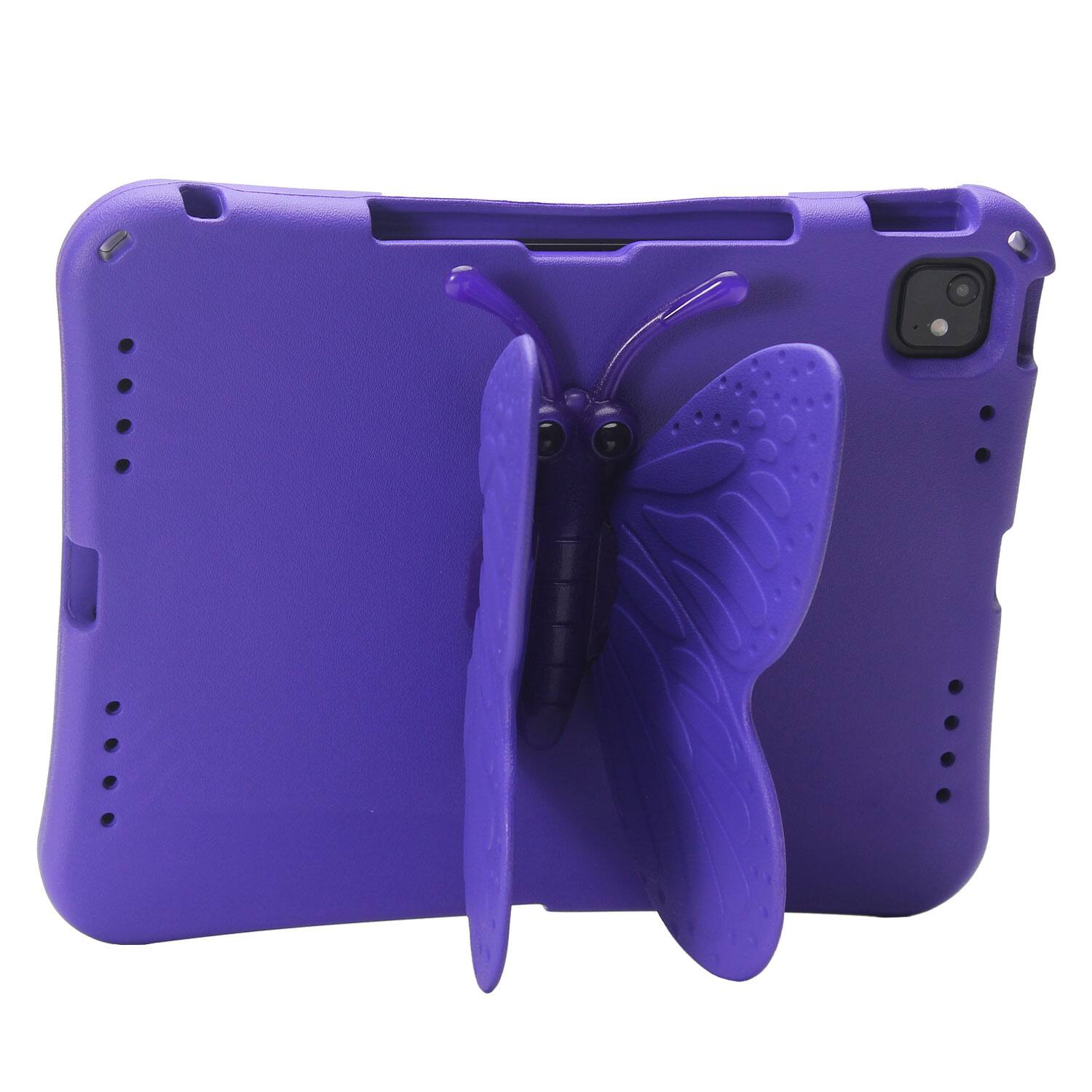 The image shows a purple phone case with a butterfly design on it.