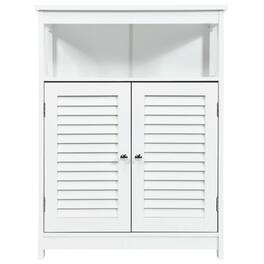 Kadyn - Wood Freestanding Bathroom Storage Cabinet with Double Shutter Door- Bathroom Cabinets for Entryway Storage - White