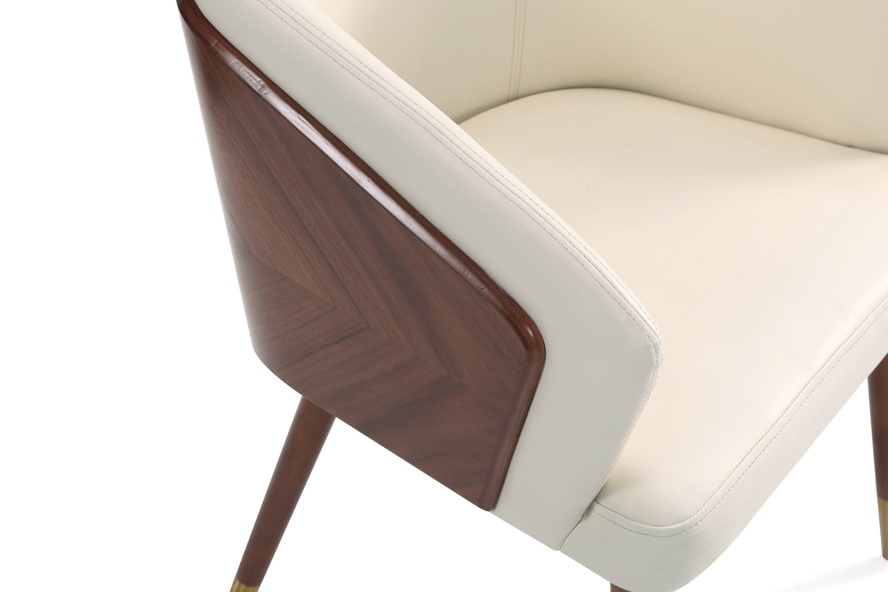 Alt View 1. Manhattan Comfort - Reeva Modern Wood Vegan Leather Dining Chair - Cream.